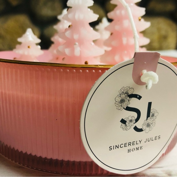 VIRAL Sincerely Jules Sparkling Forest Christmas Holiday Pink Tree Candle - Picture 4 of 10